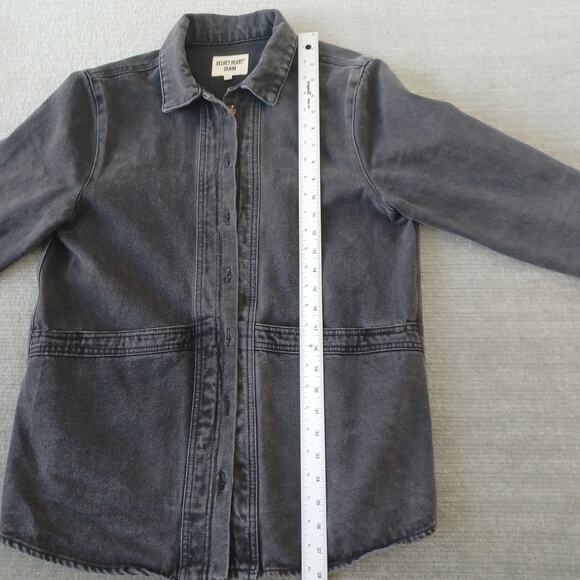 Velvet Heart Denim Chore Jacket Womens M Black Button Front Barn Faded Casual - Picture 4 of 9